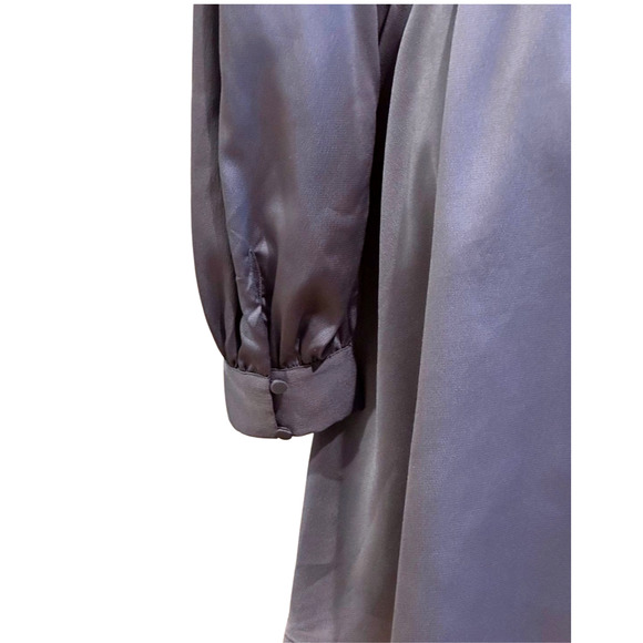 Express Satin Gray Faux Wrap Long Sleeve Tie Mini Dress Cocktail Size Small - Picture 5 of 10